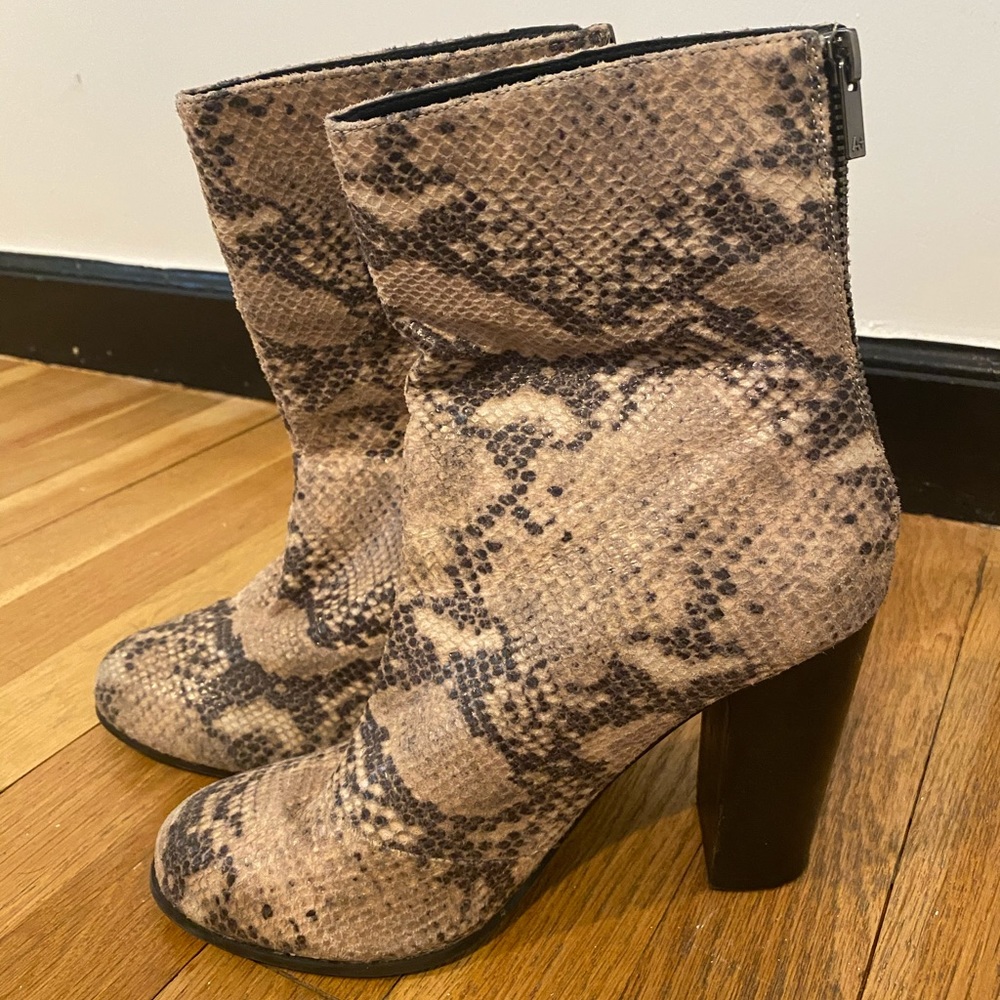 Snakeskin booties